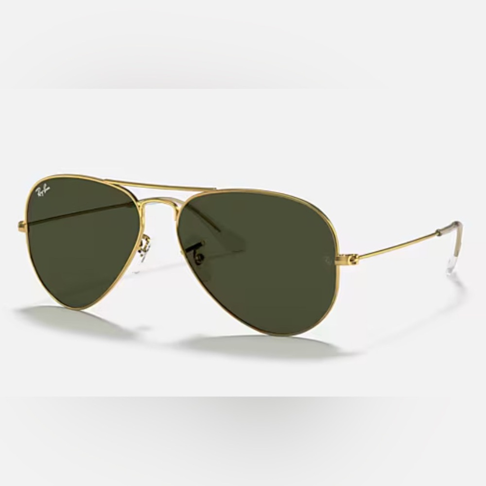 Ray-Ban Gold Aviator Sunglasses with Dark Green Lenses